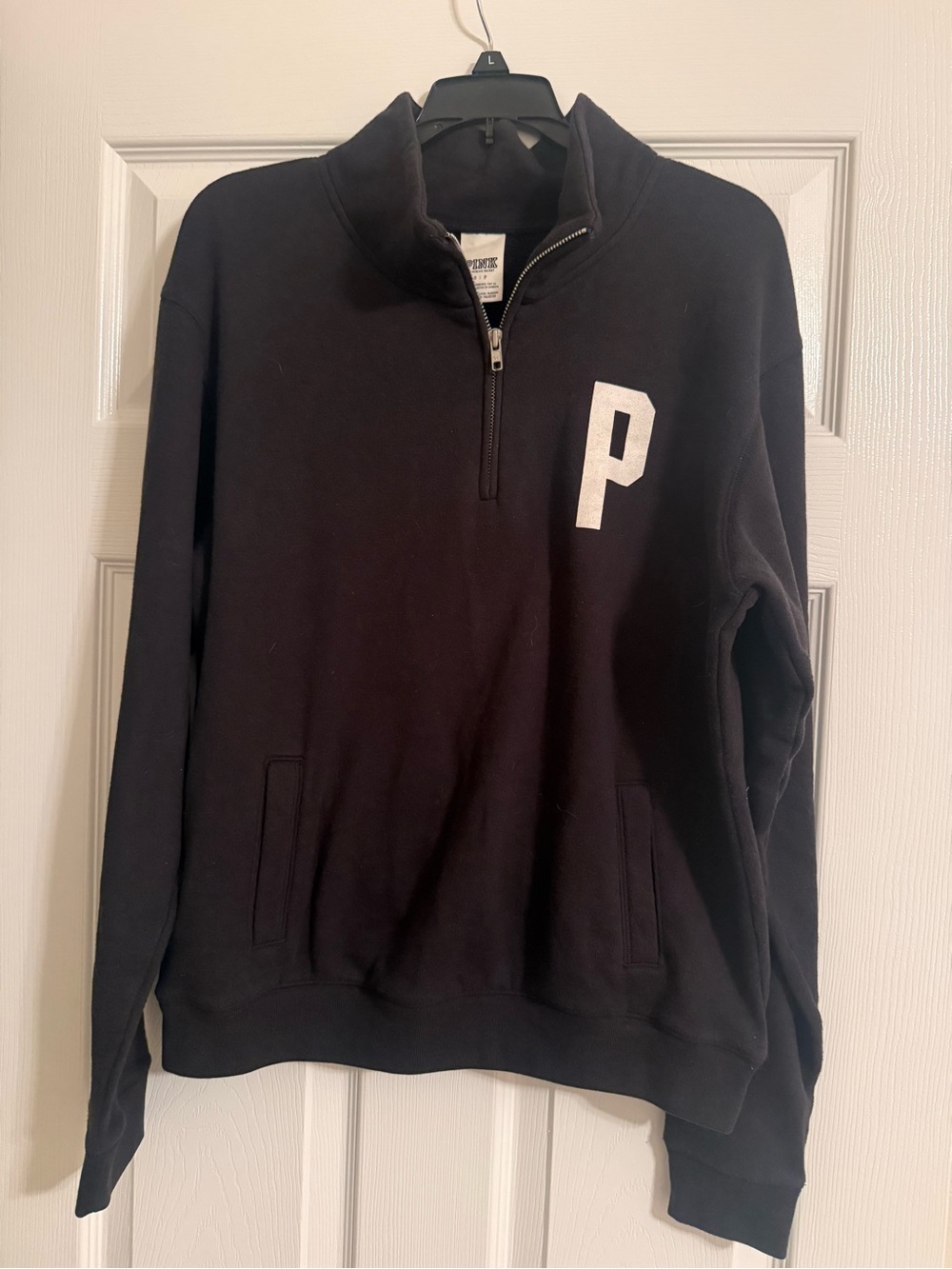 VS PINK Black Quarter-Zip Sweatshirt
